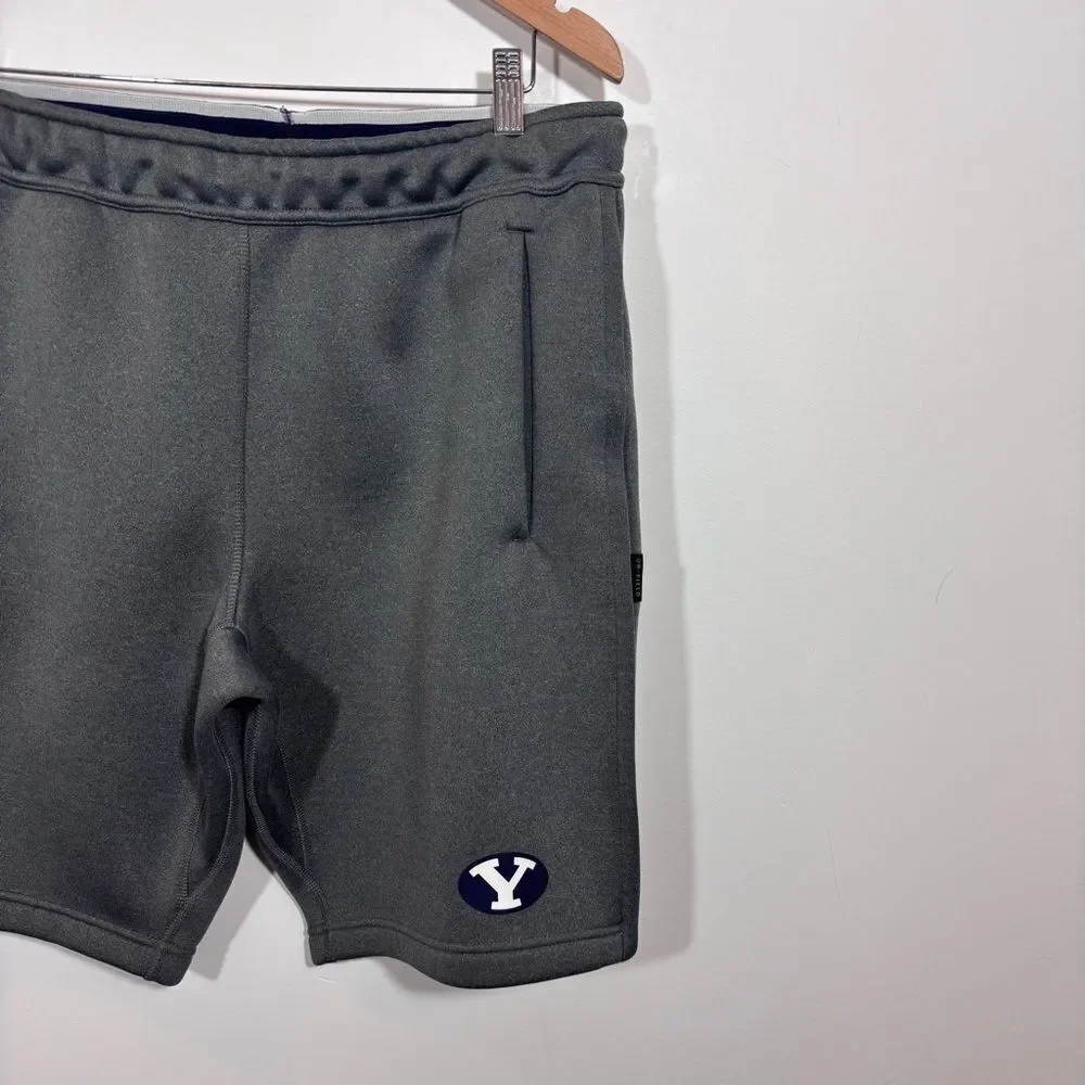 Nike Men's Grey Athletic Elastic Waist BYU Shorts Medium Brigham Young On Field